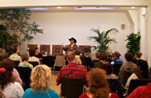 Brant Secunda gives a lecture on shamanism in Basel.