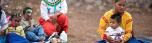 Huichol Women and Children performing a traditional shamanic ceremony