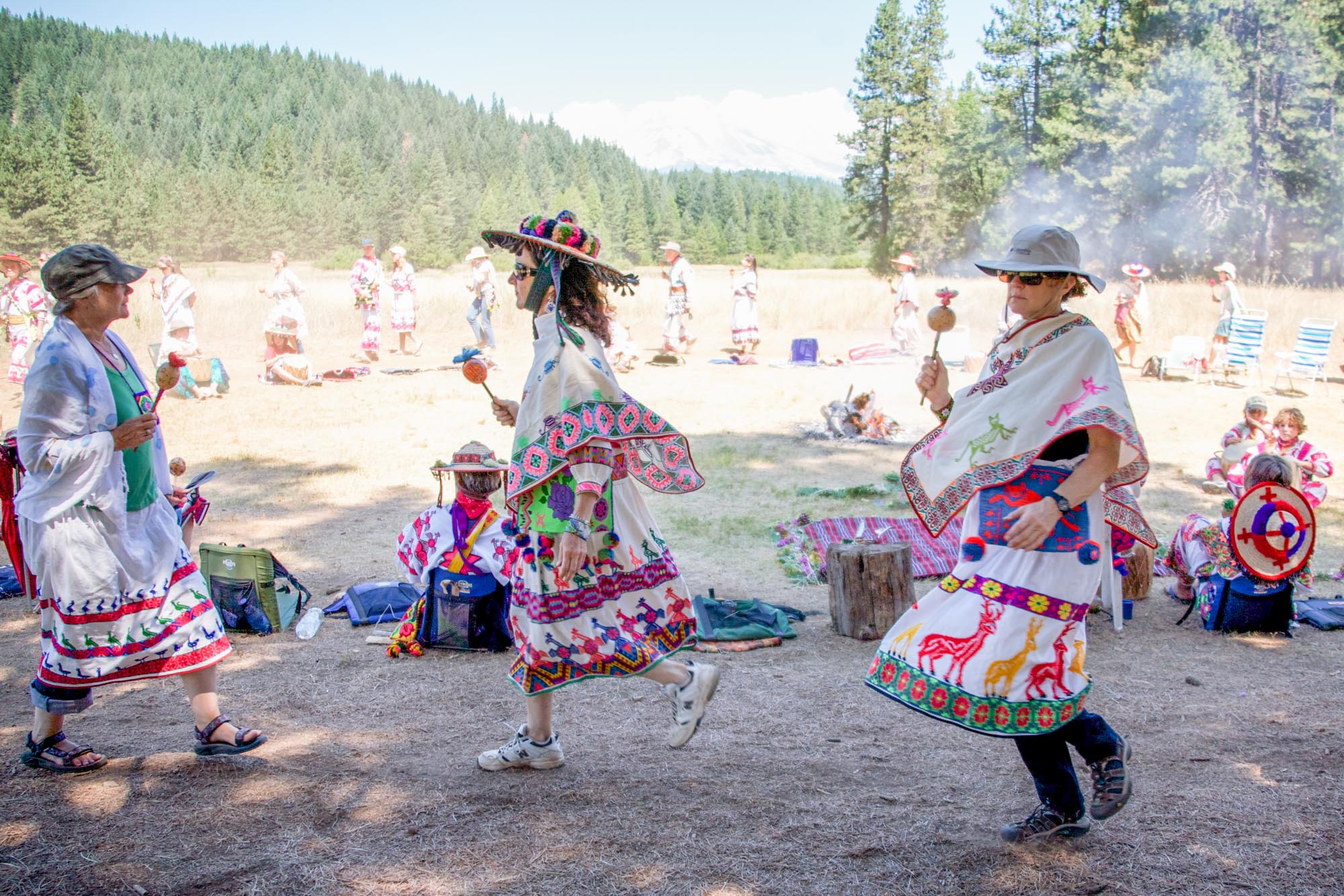 Sacred Huichol dance at Mt. Shasta, California