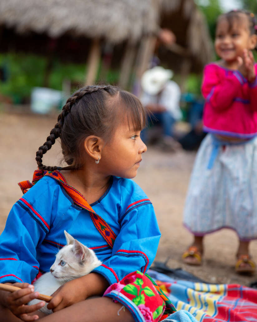 Young Huichol girls participate in the ceremony